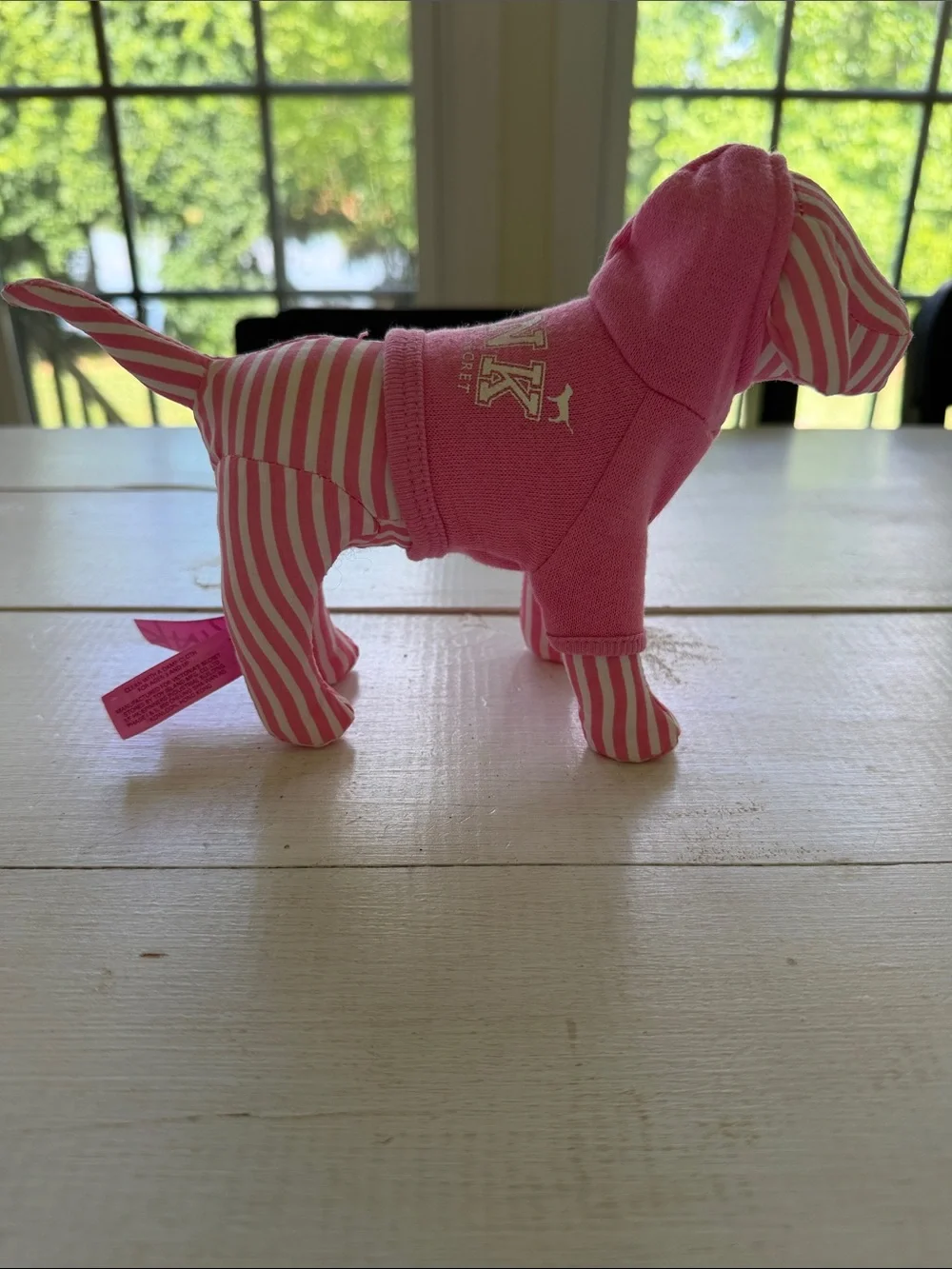PINK Victoria's Secret Pink Striped Dog Plush with Hoodie - Picture 3 of 5